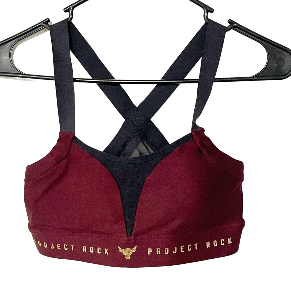 Under Armour Womens Size Small Project Rock Sport Bra Wine Athletic